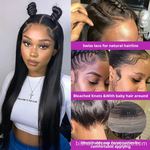 Brazilian Women's Human Hair Wig 30 Inch Straight Hair Band Closure 4x1/13x1TPartially Pre-Pulled Front Mesh Wig Real Human Hair